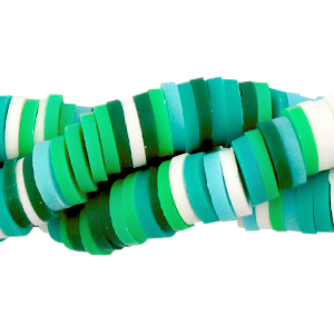 Katsuki beads 6mm Green White Mix