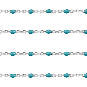 Stainless steel findings belcher chain 1mm Pretty Peacock Blue-Silver