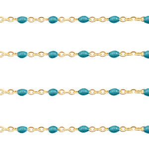 Stainless steel findings belcher chain 1mm Pretty Peacock Blue-Gold