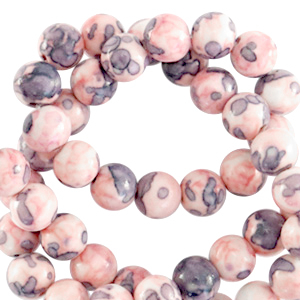 6 mm natural stone beads round  Light Pink-Blue