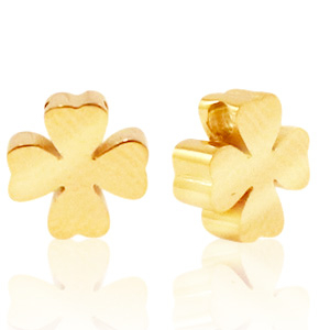 Stainless steel beads clover Gold