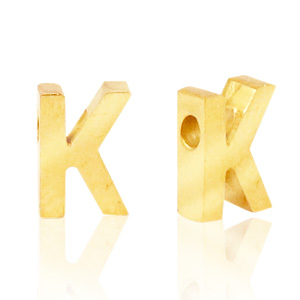 Stainless steel beads letter K Gold