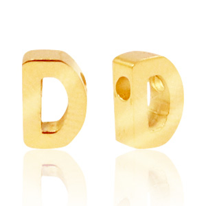 Stainless steel beads letter D Gold