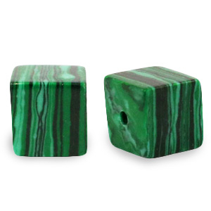 Natural stone beads square 4mm Green