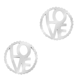 Stainless steel charms/connector "LOVE" Silver