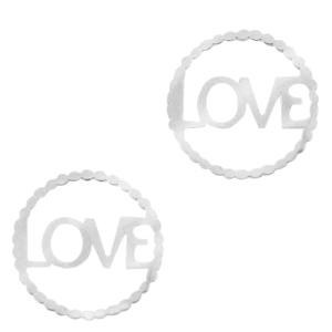 Stainless steel charms/connector "LOVE" Silver