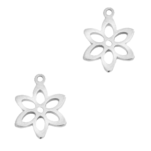 Stainless steel charms flower Silver