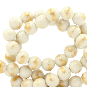6 mm natural stone beads Beige-Gold