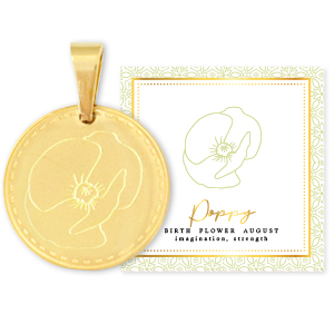 Stainless steel Mix & Match charms 15mm Birth flower August-Poppy Gold