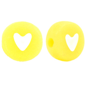 Acrylic letter beads mix heart Yellow Iris