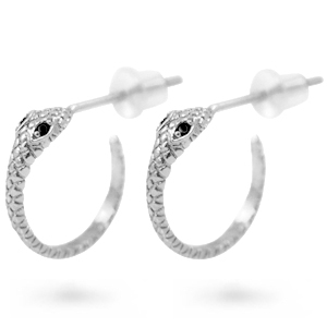 Zirconia studs snake Silver-Black