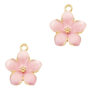 Metal charms flower Gold-Pink