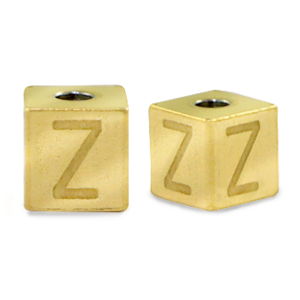 Stainless steel beads letter Z Gold