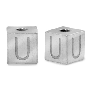 Stainless steel beads letter U Silver