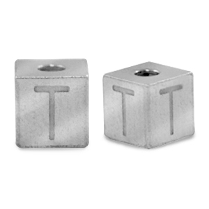Stainless steel beads letter T Silver