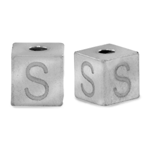 Stainless steel beads letter S Silver