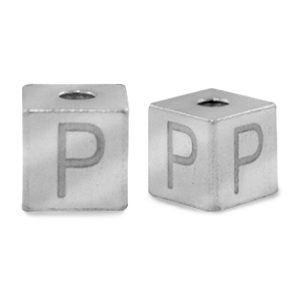Stainless steel beads letter P Silver