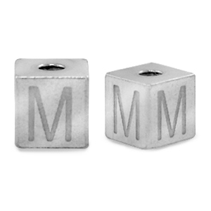 Stainless steel beads letter M Silver