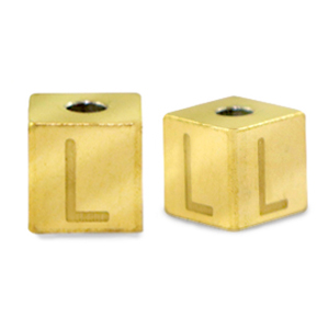 Stainless steel beads letter L Gold