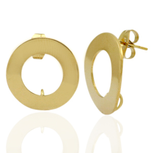 Stainless steel earrings / earpin 18mm with loop Gold