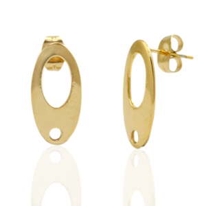 Stainless steel earrings/earpin oval with eye Gold