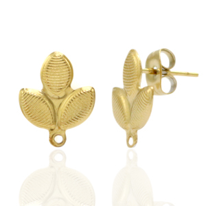 Stainless steel earrings/earpin oval with loop Gold