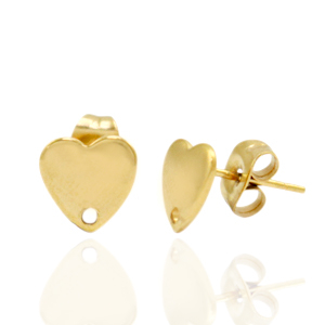 Stainless steel earrings/earpin heart with eye Gold