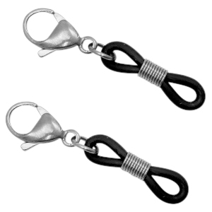 Stainless steel findings rubber loop ends with lobster clasp Silver-Black