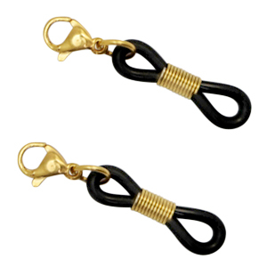 Stainless steel findings rubber loop ends with lobster clasp Gold-Black