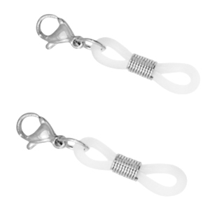 Stainless steel findings rubber loop ends with lobster clasp Silver-Transparent