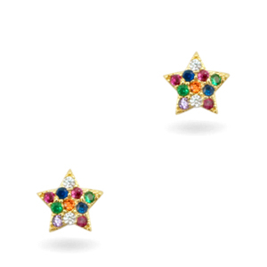 Zirconia brass elements rainbow little star Gold