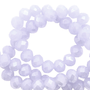 Top faceted beads 8x6mm disc Soft Lavender Blue-Pearl Shine Coating