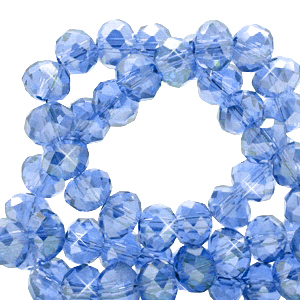 Top faceted beads 4x3mm disc Cerulean Blue-Pearl Shine Coating