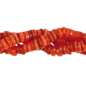 Shell beads disc 7mm Coral Red