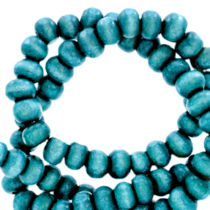 Wooden beads round 6mm Cyan Blue
