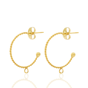 Stainless steel earrings / earpin creole with loop Gold