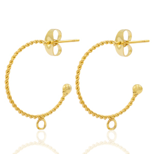 Stainless steel earrings/earpin creole with loop Gold