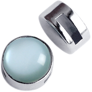 DQ European metal sliders Cuoio with setting for 12mm cabochon Silver