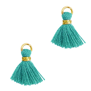 Tassels 1cm Gold-Jade Green