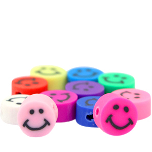 Polymer beads smiley Multicolour