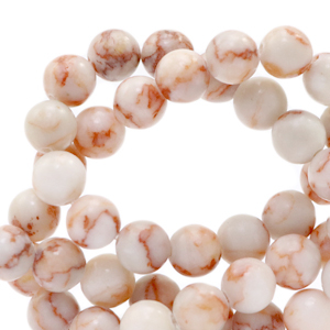 Round semi-precious stones 6mm Vintage beige rose multicolour