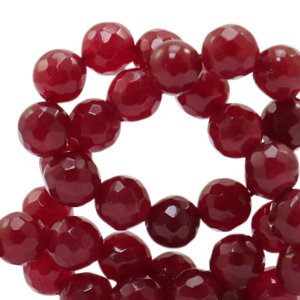 8 mm natural stone beads faceted Jade Bordeaux Red