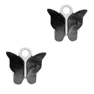 Resin pendants butterfly Silver-Anthracite