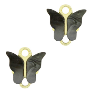 Resin pendants connector butterfly Gold-Anthracite