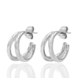 Stainless steel earrings/earpin creole Silver