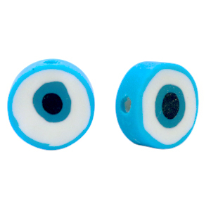 Polymer beads evil eye Light Blue