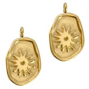 Stainless steel charms flower Gold