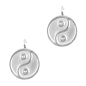 Stainless steel charms Yin & Yang Silver