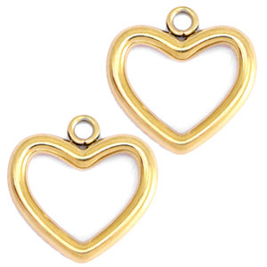 Stainless steel charms heart Gold