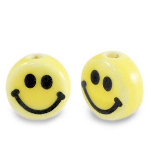 Beads Ceramic 8mm smiley Yellow